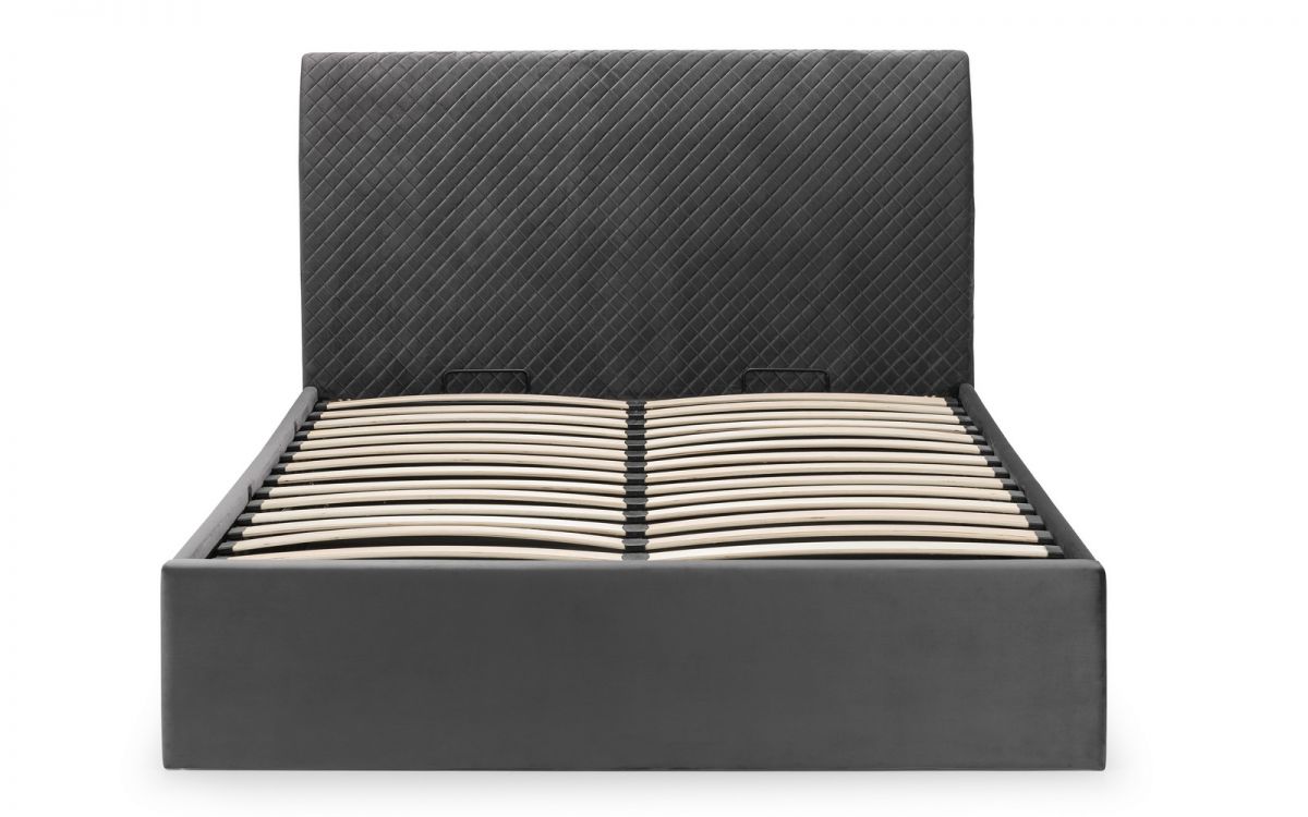 Julian Bowen Sanderson Diamond Quilted Velvet Ottoman Bed Slats View-Better Bed Company 