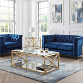 Julian Bowen Sandringham 2 Seater Sofa Blue Velvet-Better Bed Company 