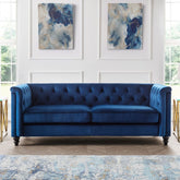 Julian Bowen Sandringham 3 Seater Sofa Blue Velvet-Better Bed Company 