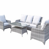 Signature Weave Sarah Grey 5 Seat Sofa Set With High Coffee Table-Better Bed Company 