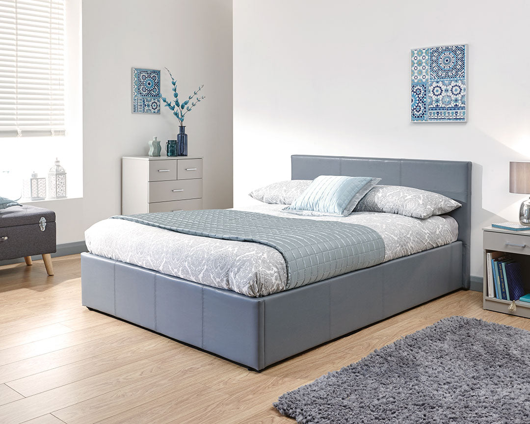 GFW End Lift Leather Ottoman Bed Grey-Better Bed Company