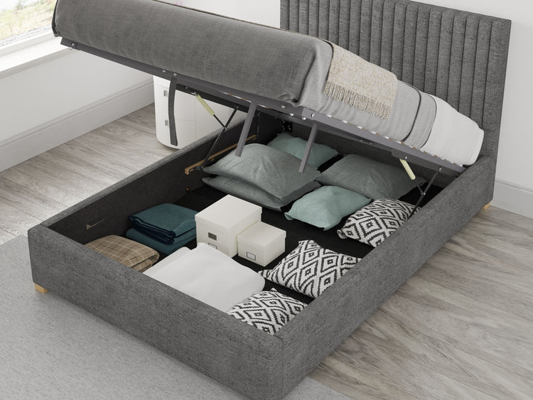 Better Glossop Velour Charcoal Ottoman Bed