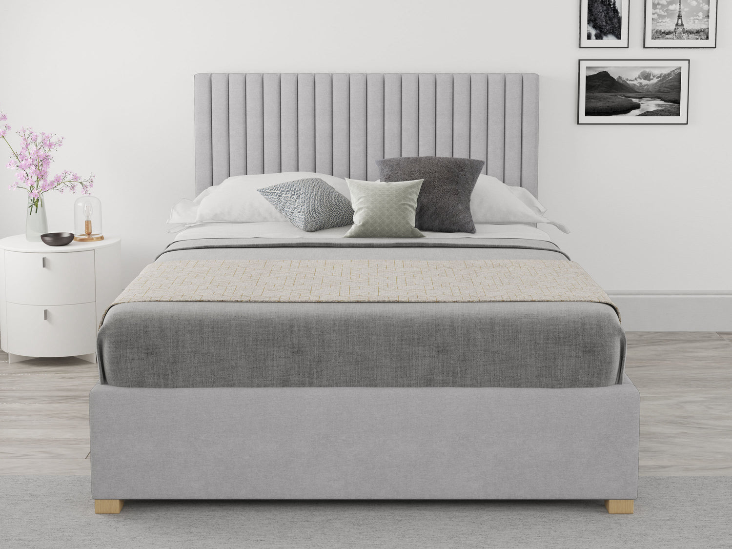 Grey shop silver ottoman