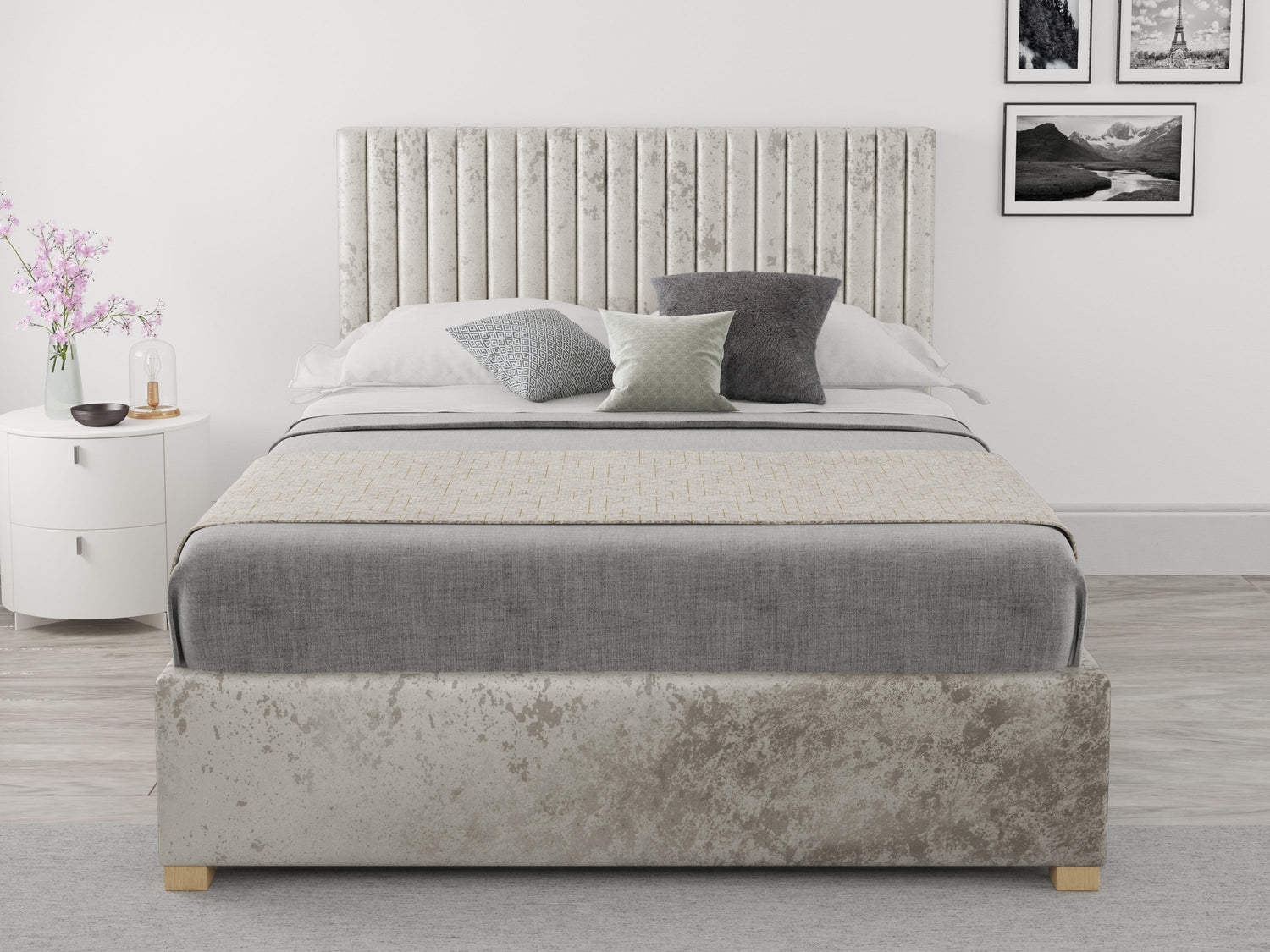Better Glossop Pearl Velvet Ottoman Bed-Better Bed Company