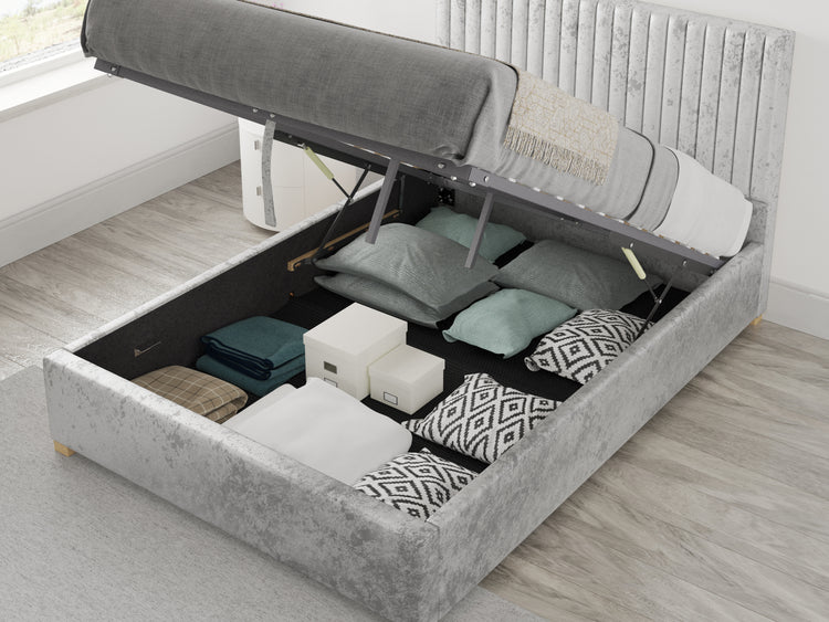 Better Glossop Silver Velvet Ottoman Bed