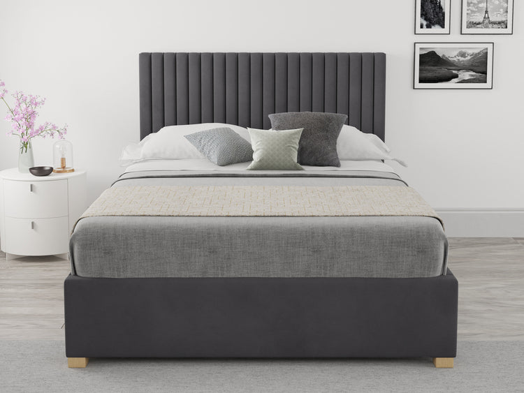 Better Glossop Steel Grey Velvet Ottoman Bed-Better Bed Company