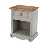 Core Products Grey Corona 1 Drawer Bedside Cabinet