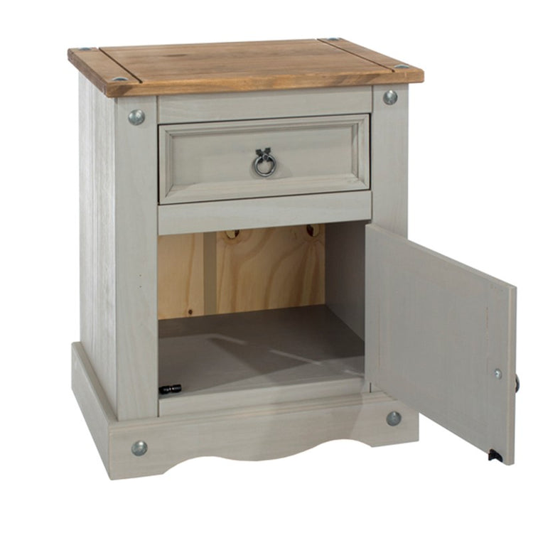 Core Products Grey Corona 1 Door, 1 Drawer Bedside Cabinet