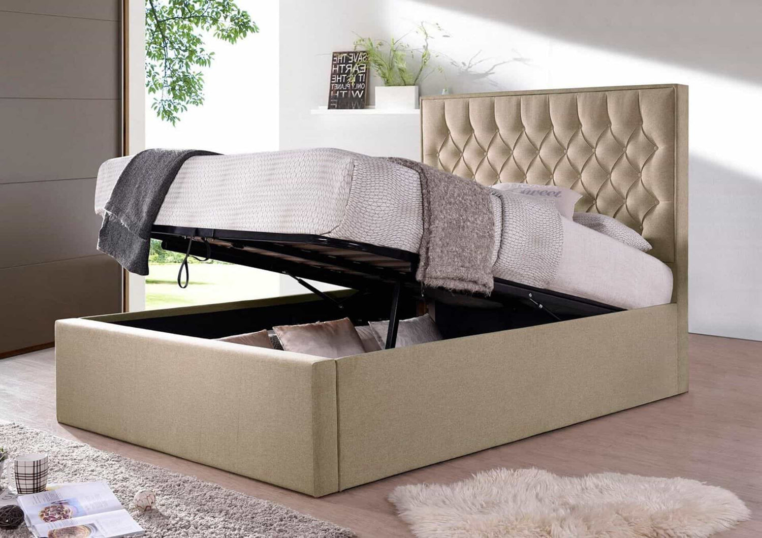 Bedmaster Wilson Ottoman Bed Oatmeal-Better Bed Company 