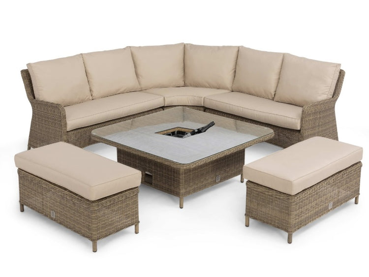 Maze Rattan Winchester Royal Corner Sofa Set With Rising Table