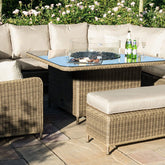 Maze Rattan Winchester Royal U Shaped Sofa Set With Fire Pit Table