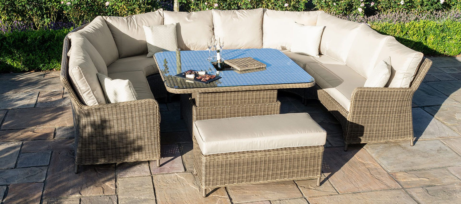Maze Rattan Winchester Royal U Shaped Sofa Set With Rising Table