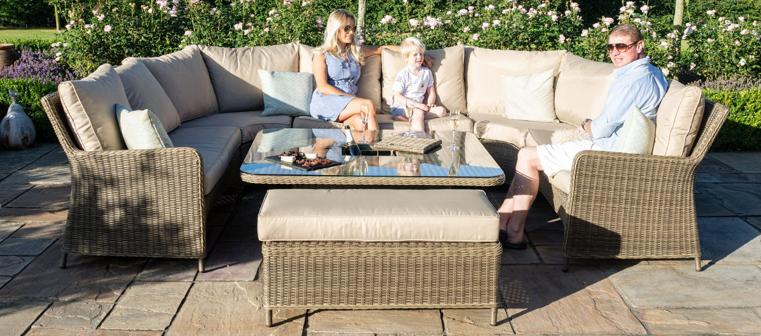 Maze Rattan Winchester Royal U Shaped Sofa Set With Rising Table