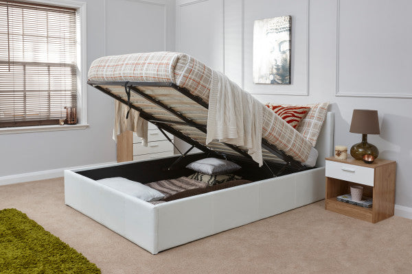 GFW End Lift Leather Ottoman Bed White-Better Bed Company