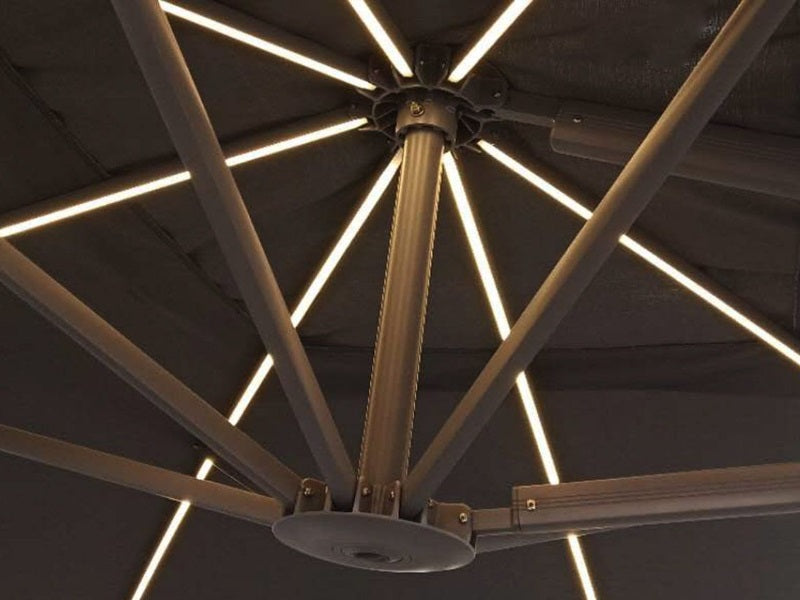 Maze Rattan Zeus 3m Square Cantilever Parasol With LED Lights